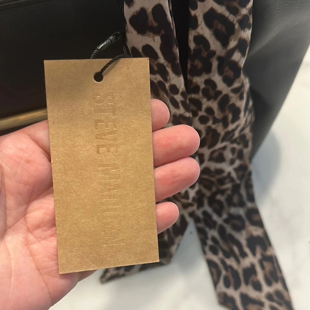Steve Madden Black Satchel with Leopard Accent